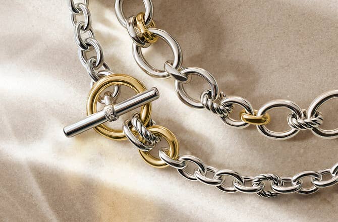 David Yurman Mixed Metal Chain Necklace