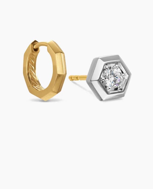 David Yurman Sterling Silver and 18k Gold Earrings