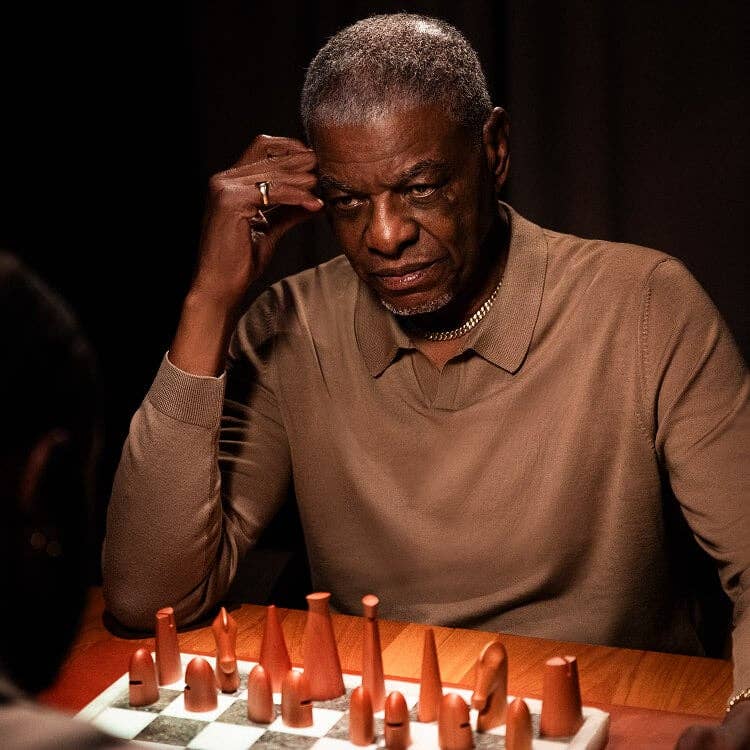 Jaylen Brown's grandfather playing chess.