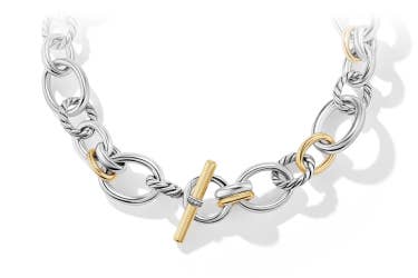 Shop DY Mercer necklace in sterling silver with yellow gold 