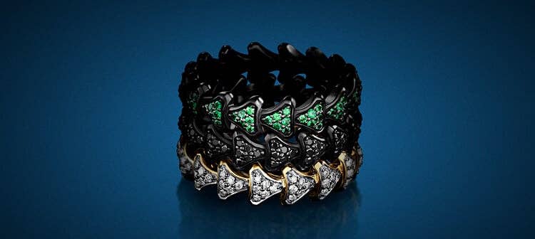 Three David Yurman Armory rings.