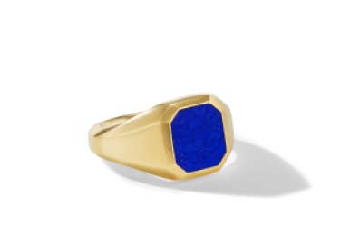 shop streamline signet ring in yellow gold with lapis.