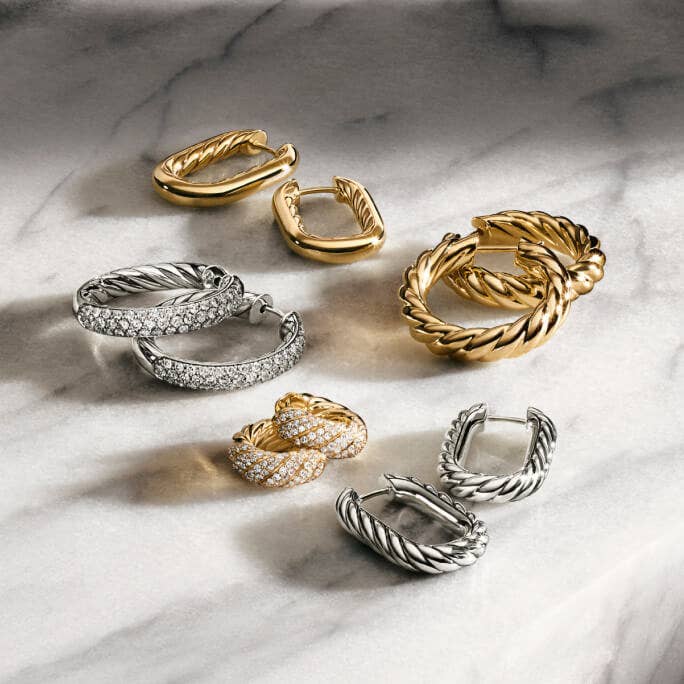 David Yurman Gold and Sterling Silver Earrings
