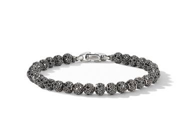 shop spiritual bead bracelet with pave black diamonds.