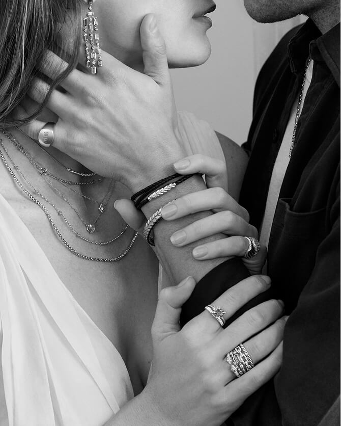 A couple wearing David Yurman jewelry.