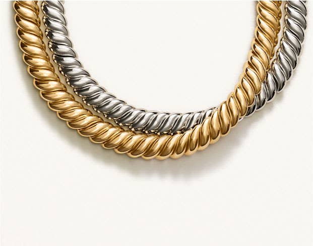 One silver and one gold necklace classic style for Mother's Day.