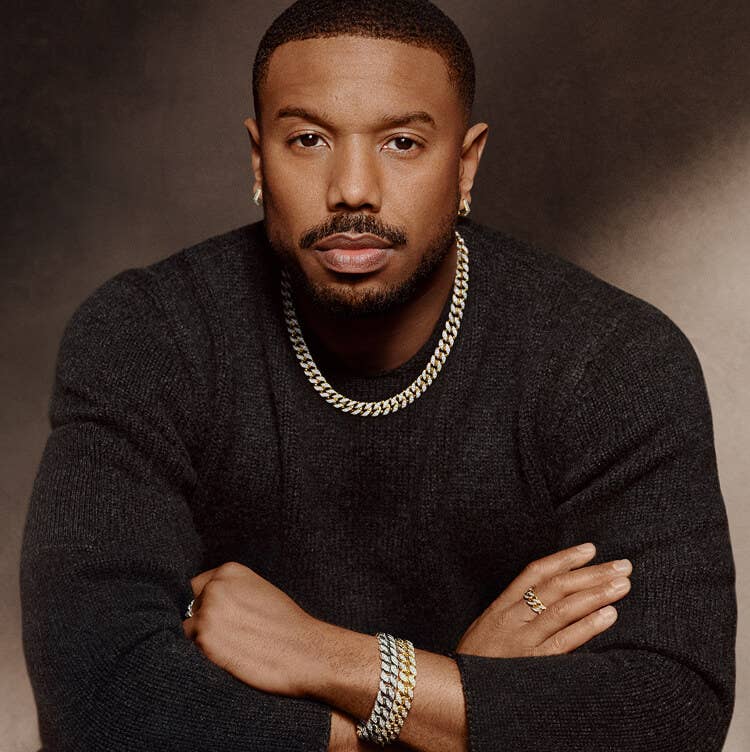 Michael B Jordan wearing David Yurman Curb Chain collection.