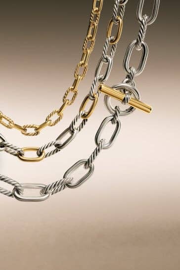 A mix of David Yurman women's chain necklaces. 