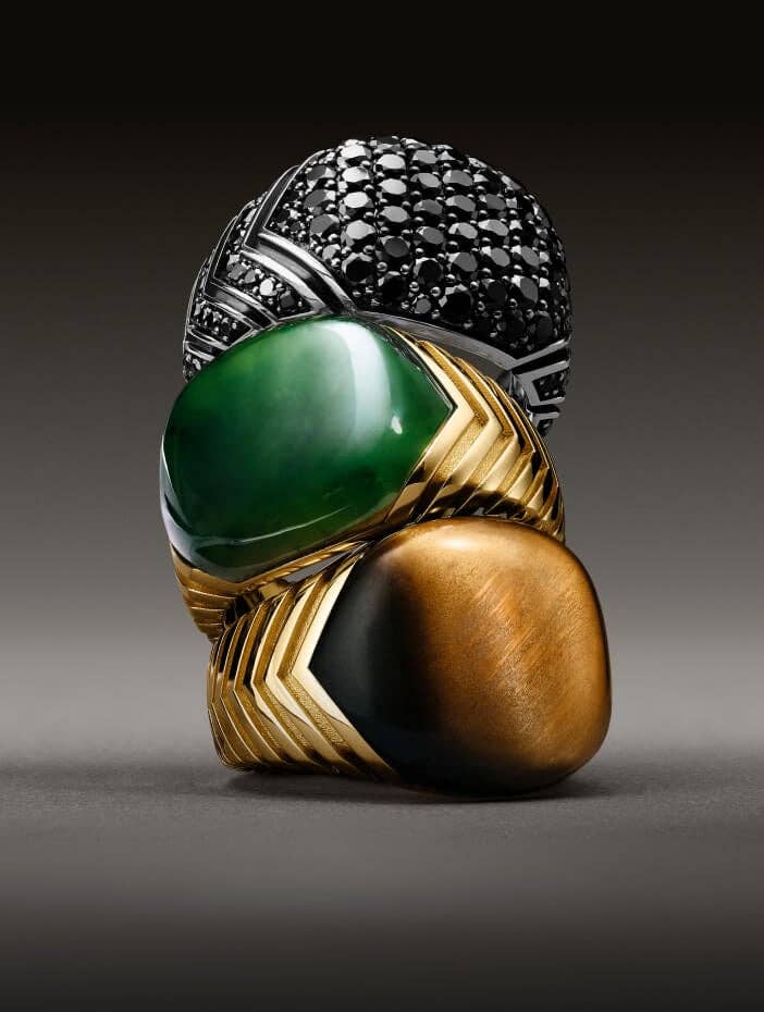 Stack of David Yurman Chevron Rings. 