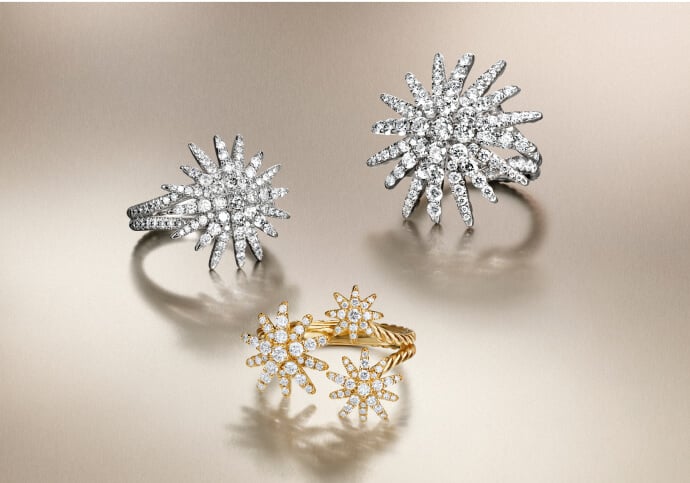 Three David Yurman Starburst rings.