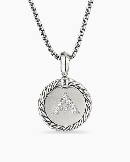 Initial Charm in Sterling Silver with Diamond A Initial Charm in Sterling Silver with Diamond A