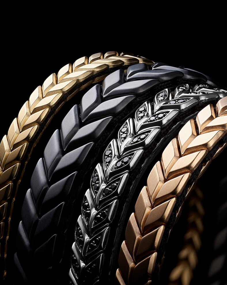 Four David Yurman Chevron bracelets.