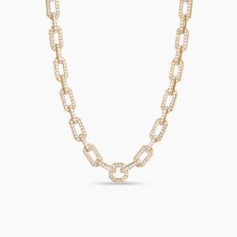 Pavé Chain Necklace in 18K Yellow Gold, 7mm