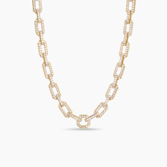 Pavé Chain Necklace in 18K Yellow Gold, 7mm