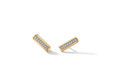 Shop lexington barrel stud earrings in 18K yellow gold with diamonds.
