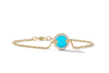 Shop petite elements bracelet in 18K yellow gold with turquoise.