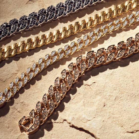 Four David Yurman Curb Chains, in silver and gold with and without diamonds