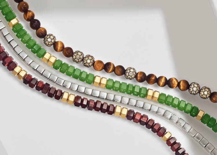 Four David Yurman Spiritual Beads necklaces for men.