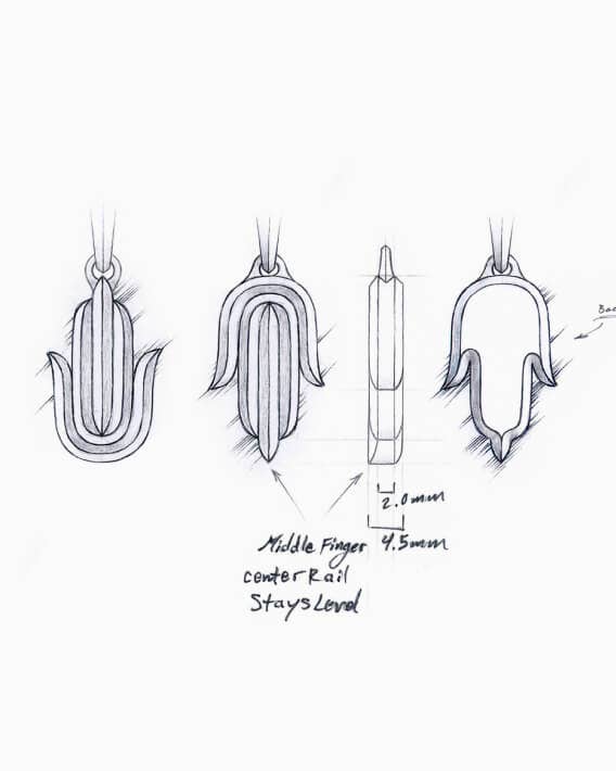 Croquis de pièces amulettes de David Yurman.