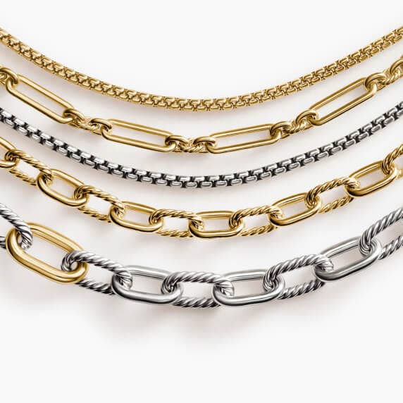 Five David Yurman necklaces and chains for women.