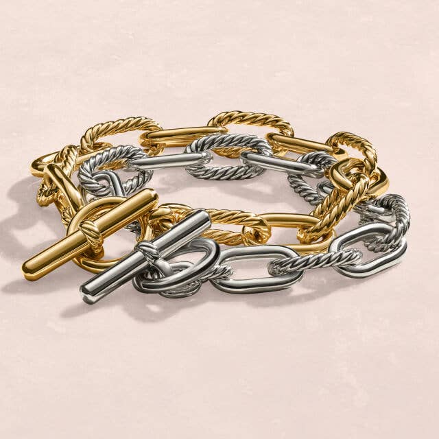 Lexington Chain Bracelet in 18K Yellow Gold with Pavé Diamonds