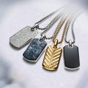 Four Iconic David Yurman Tag Pendants for him. 