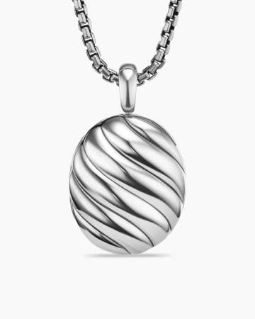 Sculpted Cable Locket Amulet in Sterling Silver, 27mm 