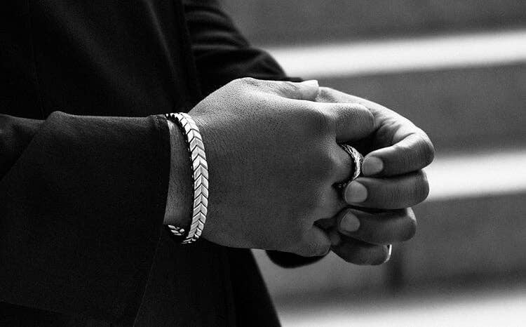 Michael B. Jordan wearing a Chevron bracelet.