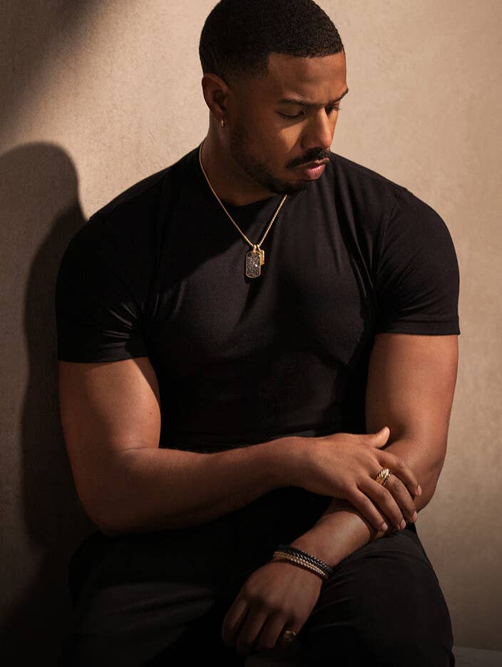 Model Wearing Wearing David Yurman Mixed Metals Jewelry.