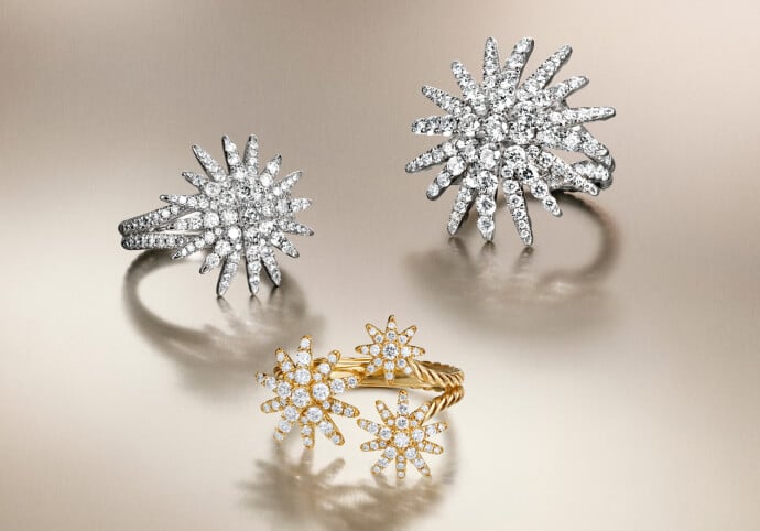 Three David Yurman Starburst rings.