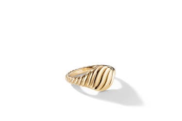 shop sculpted cable pinky ring in 18K yellow gold