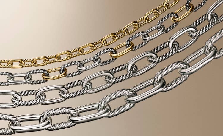 An image of 4 madison chain necklaces in mixed metals.