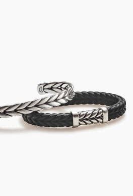 Two David Yurman sterling silver chevron bracelets.