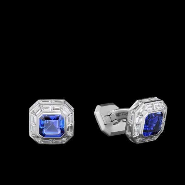 Shop Deco Cufflinks in Platinum with Tanzanite