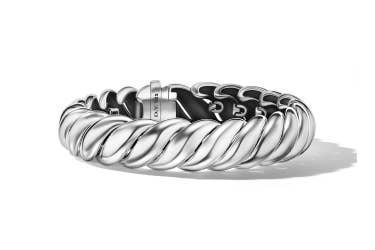Shop Sculpted Cable bracelet in sterling silver.