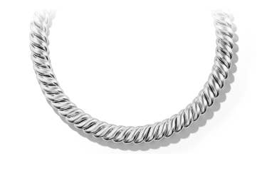 Shop Sculpted Cable necklace in sterling silver.