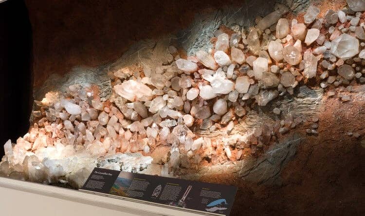 An image of a 19 foot long wall of crystals.