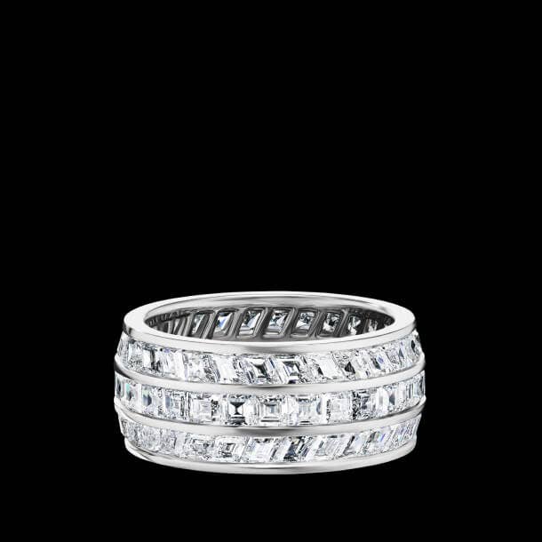 Shop Deco Three Row Band Ring in Platinum.