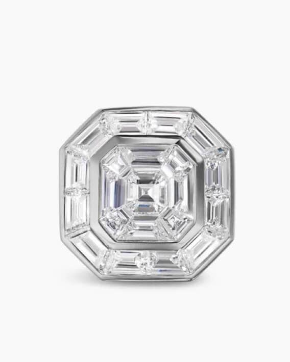 Shop Men's Deco Stud Earrings in Platinum with Diamonds