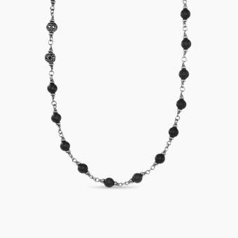 Spiritual Beads Rosary Necklace in Sterling Silver, 6mm