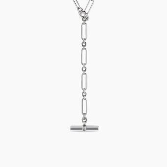 Lexington Y Chain Necklace in Sterling Silver with Diamonds, 6.5mm