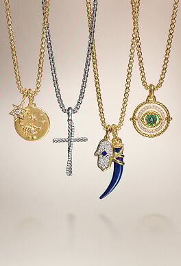 David Yurman charms and amulets on chains.