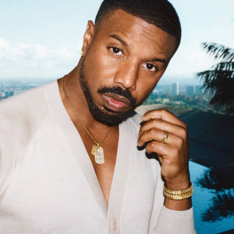 Michael B. Jordan on set with David Yurman.