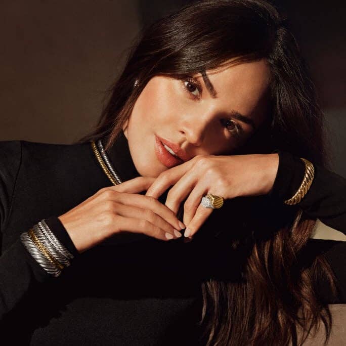 Eiza Gonz&aacute;lez posing in David Yurman jewelry.