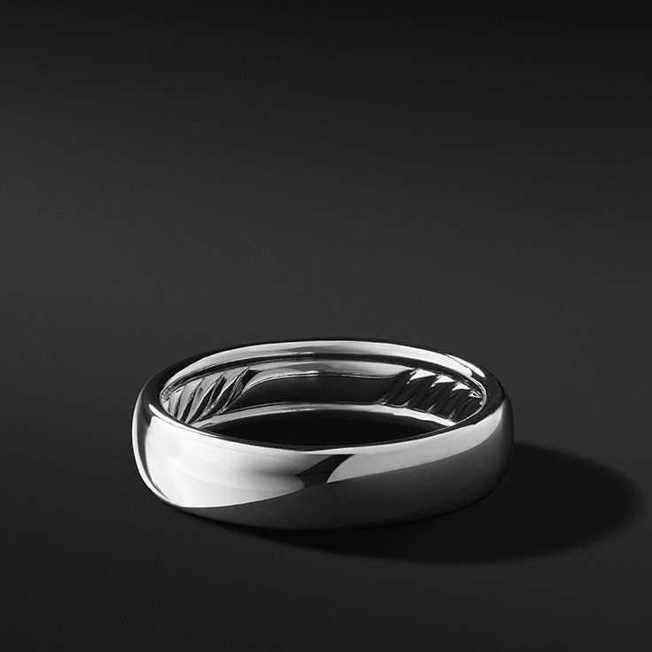 Shop mens DY classic band ring in white gold.