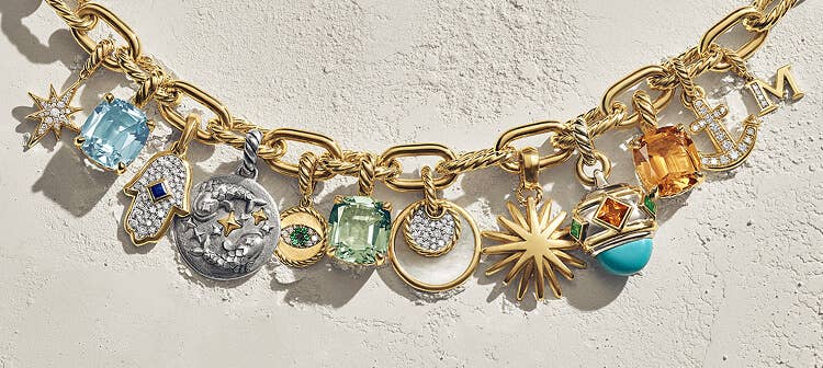David Yurman charms on a chain.
