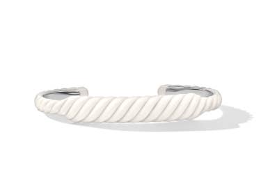 Shop sculpted cable enamel bracelet in white color.
