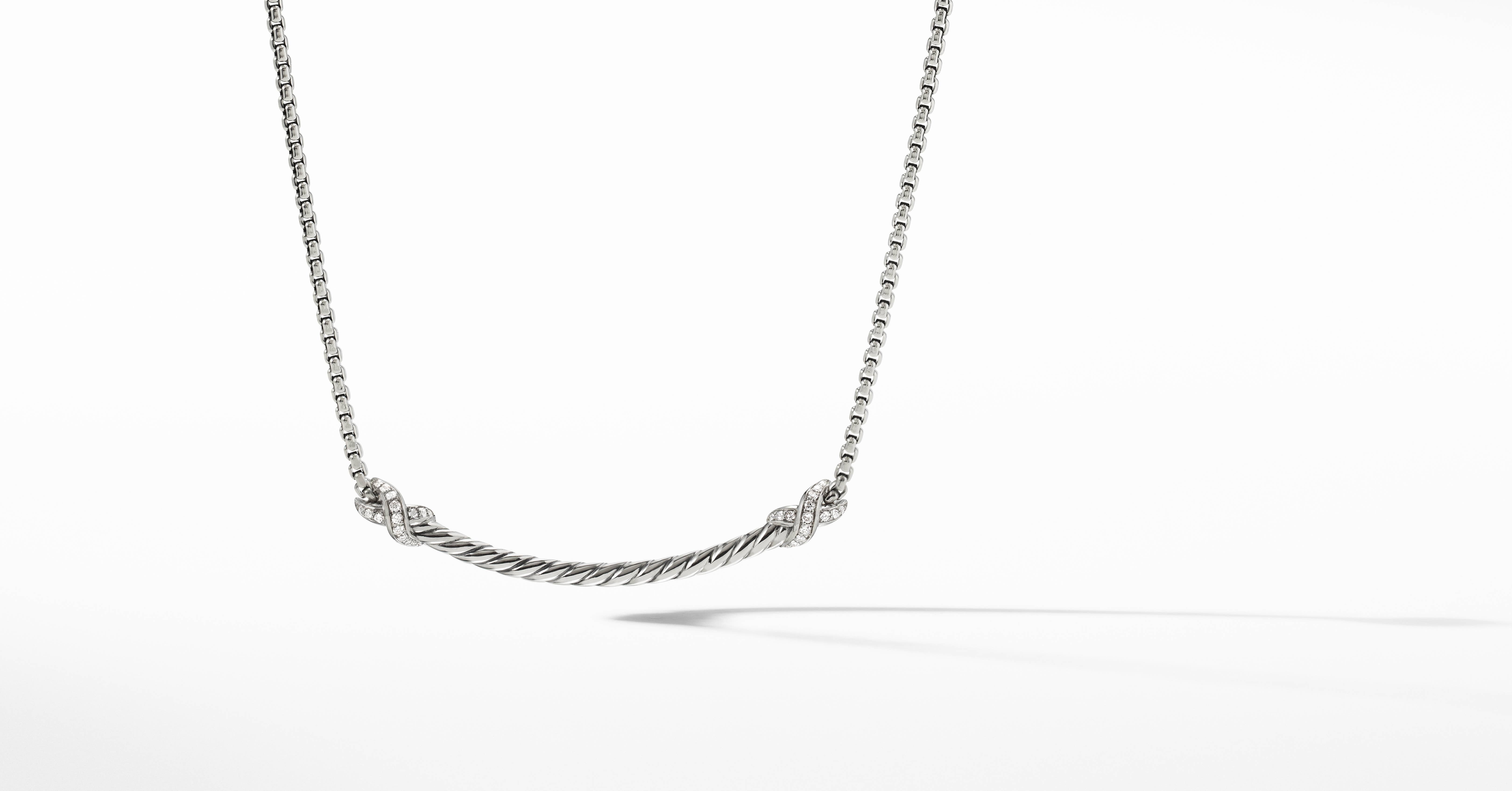 Petite X Bar Station Necklace with Pavé 