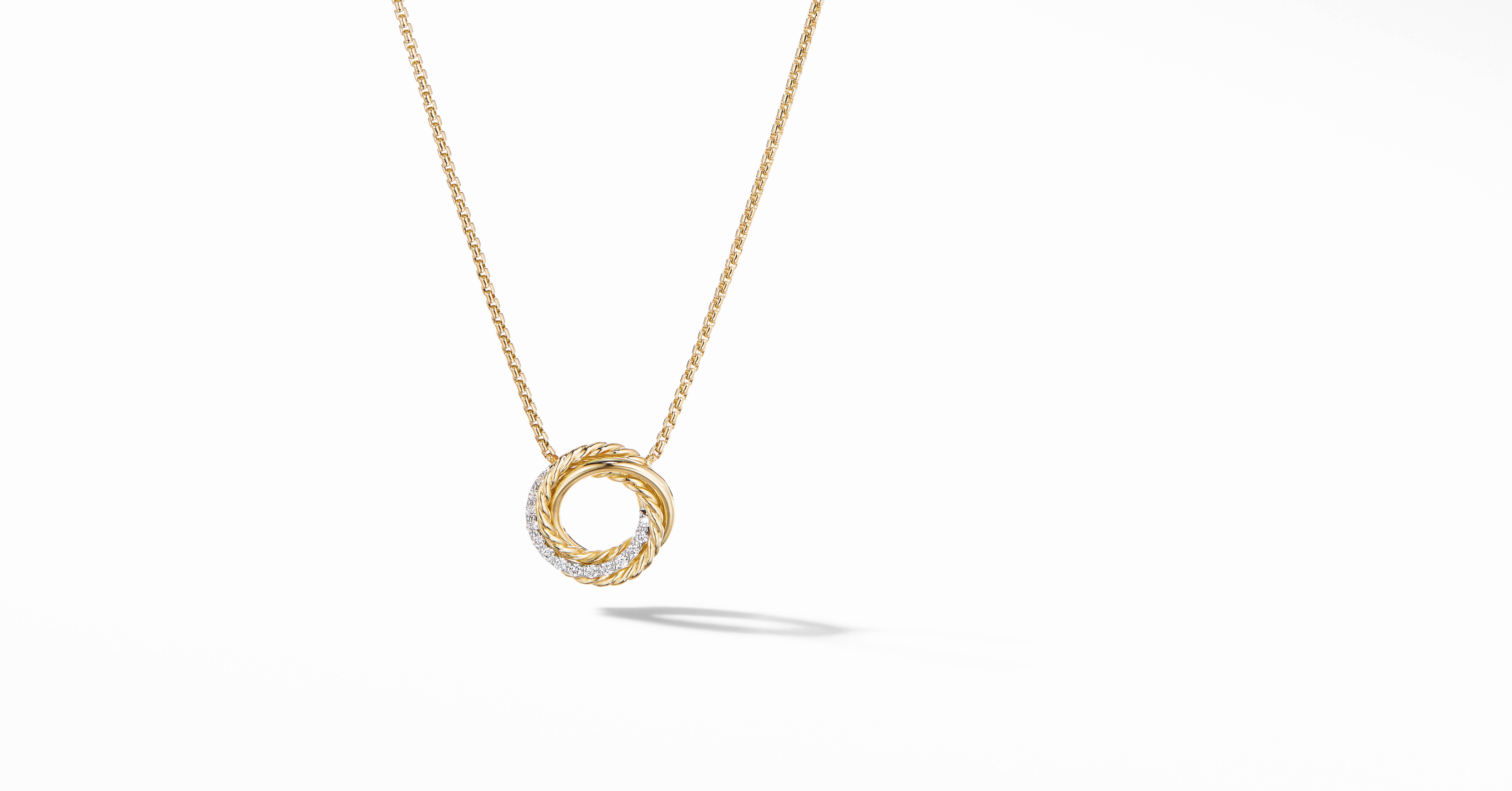 Crossover Pendant Necklace in 18K Yellow Gold with Pavé Diamonds