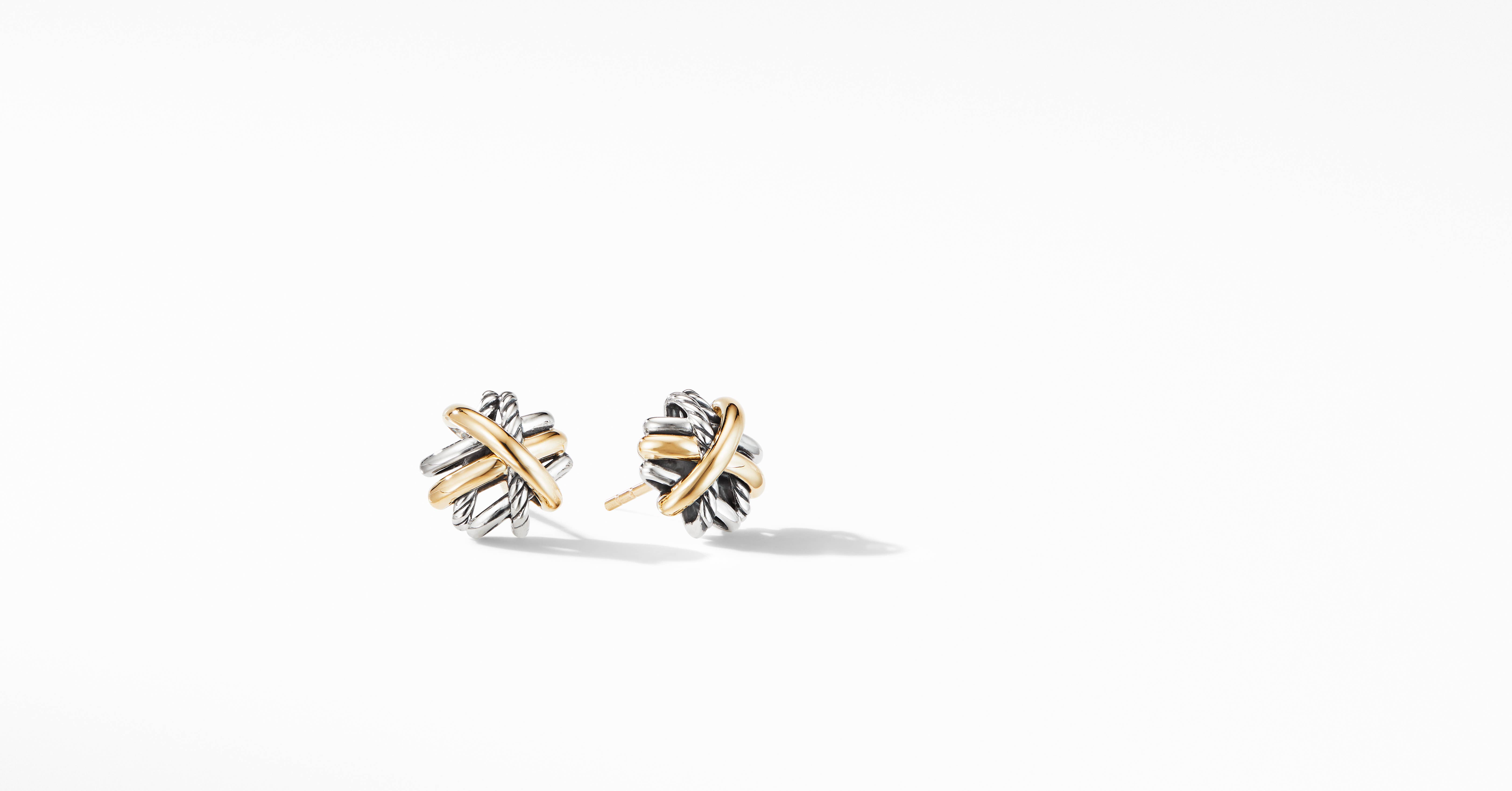 David Yurman | Crossover Stud Earrings with 18K Yellow Gold